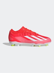 adidas Red/White Football X Crazyfast League Firm Ground Kids Boots - Image 1 of 10