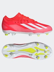adidas Red/White Football X Crazyfast League Firm Ground Kids Boots - Image 6 of 10
