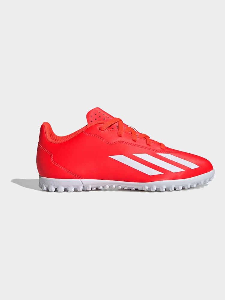 adidas Red/White Football X Crazyfast Club Turf Kids Boots - Image 1 of 10