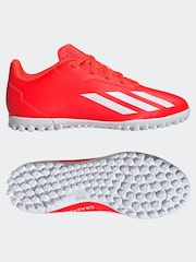 adidas Red/White Football X Crazyfast Club Turf Kids Boots - Image 6 of 10