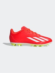 adidas Red/White Football X Crazyfast Club Flexible Ground Kids Boots - Image 1 of 10