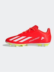 adidas Red/White Football X Crazyfast Club Flexible Ground Kids Boots - Image 2 of 10