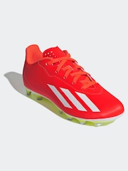 adidas Red/White Football X Crazyfast Club Flexible Ground Kids Boots - Image 3 of 10