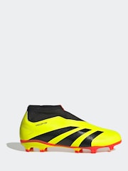 adidas Yellow Football Predator 24 League Laceless Firm Ground Kids Boots - Image 1 of 20