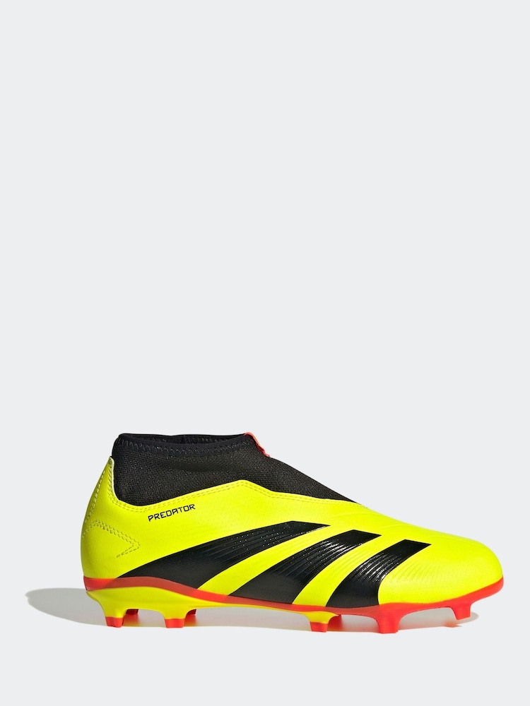 adidas Yellow Football Predator 24 League Laceless Firm Ground Kids Boots - Image 1 of 20