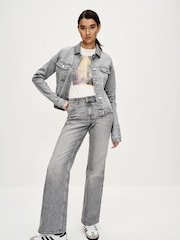 Grey Cropped Denim Jacket - Image 2 of 7
