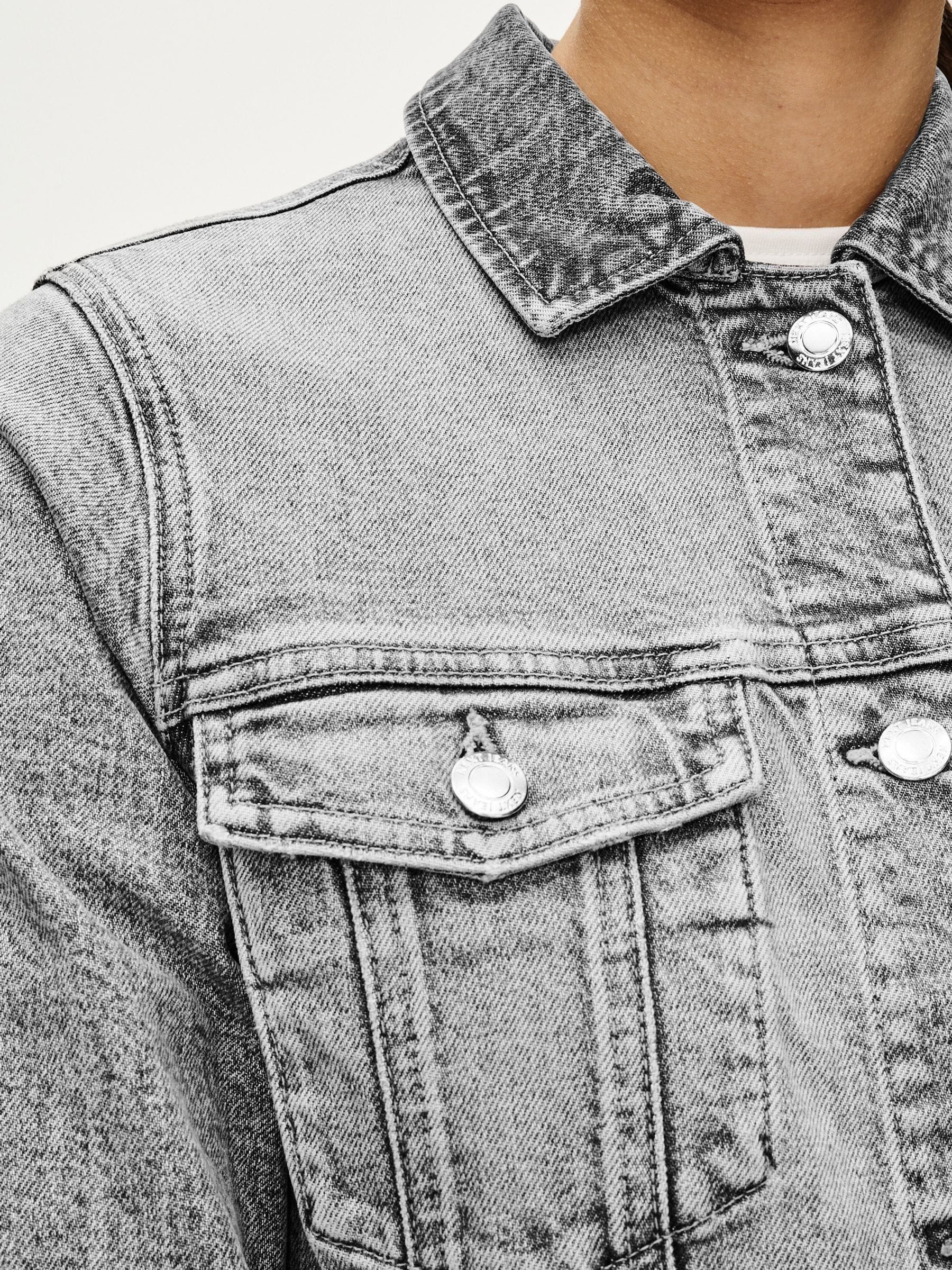 Buy Grey Cropped Denim Jacket from Next Luxembourg