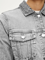 Grey Cropped Denim Jacket - Image 5 of 7