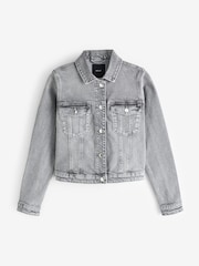 Grey Cropped Denim Jacket - Image 6 of 7