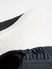 Navy Blue Lace Up Leather Smart Trainers - Image 4 of 5