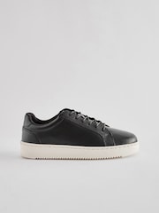 Black Leather Smart Lace-Up Trainers - Image 2 of 5