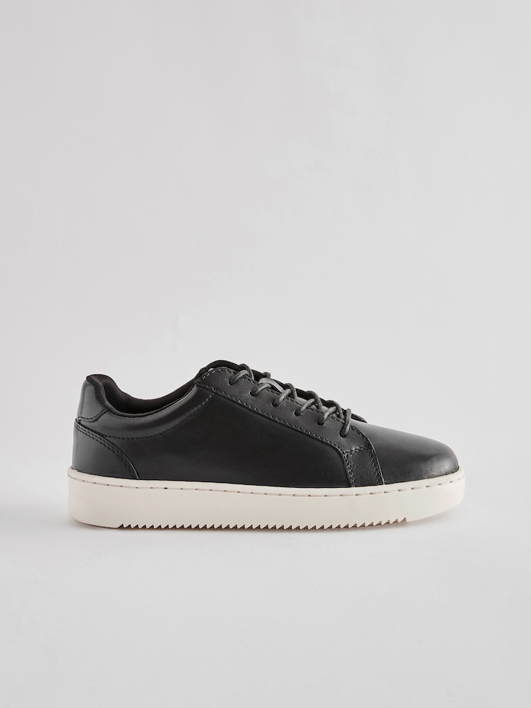 Black Leather Smart Lace-Up Trainers - Image 2 of 5