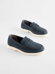 Navy Leather Penny Loafers - Image 1 of 6