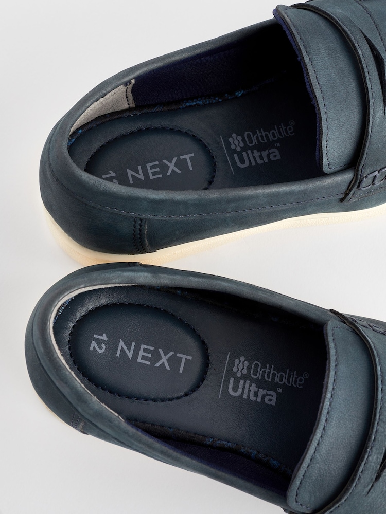 Navy Leather Penny Loafers - Image 6 of 6