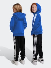 adidas Blue/Black Sportswear Essentials 3-Stripes Shiny Tracksuit - Image 1 of 8