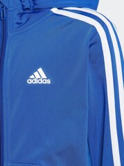 adidas Blue/Black Sportswear Essentials 3-Stripes Shiny Tracksuit - Image 6 of 8