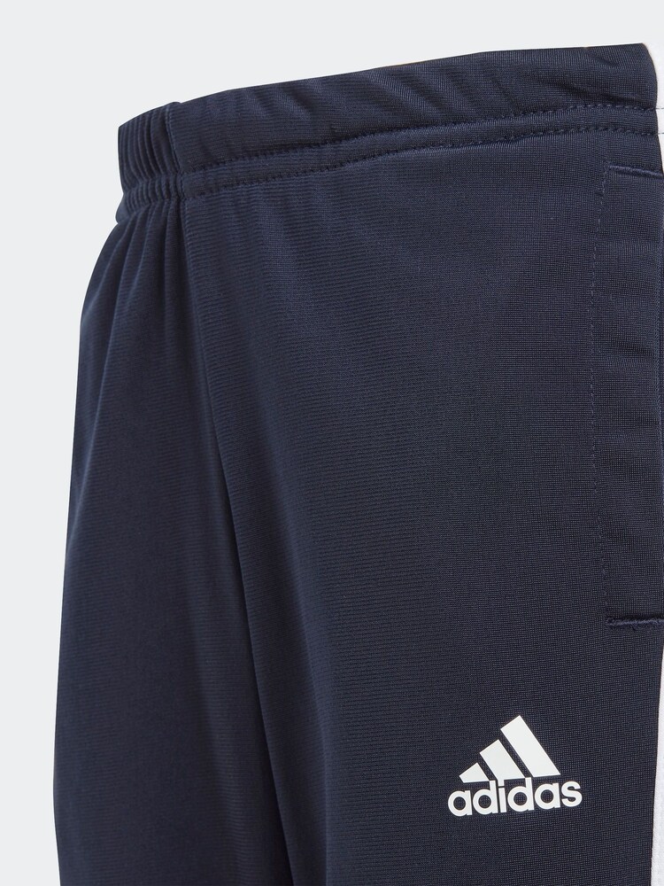 adidas Blue/Black Sportswear Essentials 3-Stripes Shiny Tracksuit - Image 8 of 8