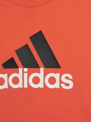 adidas Red/Black Sportswear Essentials Organic Cotton T-Shirt And Shorts Set - Image 4 of 6