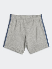 adidas Blue/Grey Sportswear Essentials Lineage Organic Cotton T-Shirt And Shorts Set - Image 3 of 7