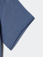 adidas Blue/Grey Sportswear Essentials Lineage Organic Cotton T-Shirt And Shorts Set - Image 5 of 7