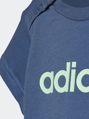 adidas Blue/Grey Sportswear Essentials Lineage Organic Cotton T-Shirt And Shorts Set - Image 6 of 7