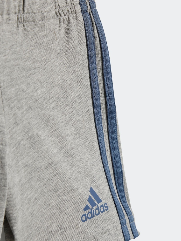 adidas Blue/Grey Sportswear Essentials Lineage Organic Cotton T-Shirt And Shorts Set - Image 7 of 7