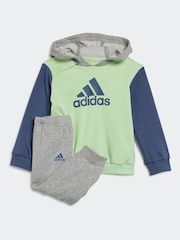 adidas Green/Grey Kids Essentials Colorblock Jogger Set - Image 1 of 6