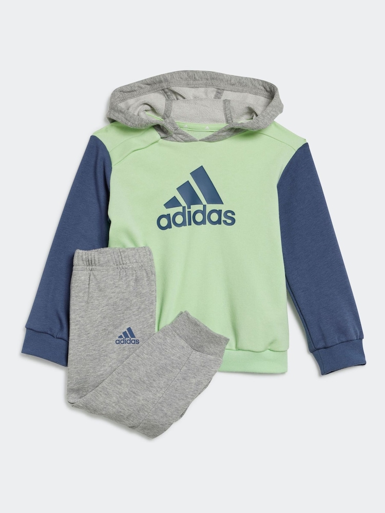 adidas Green/Grey Kids Essentials Colorblock Jogger Set - Image 1 of 6