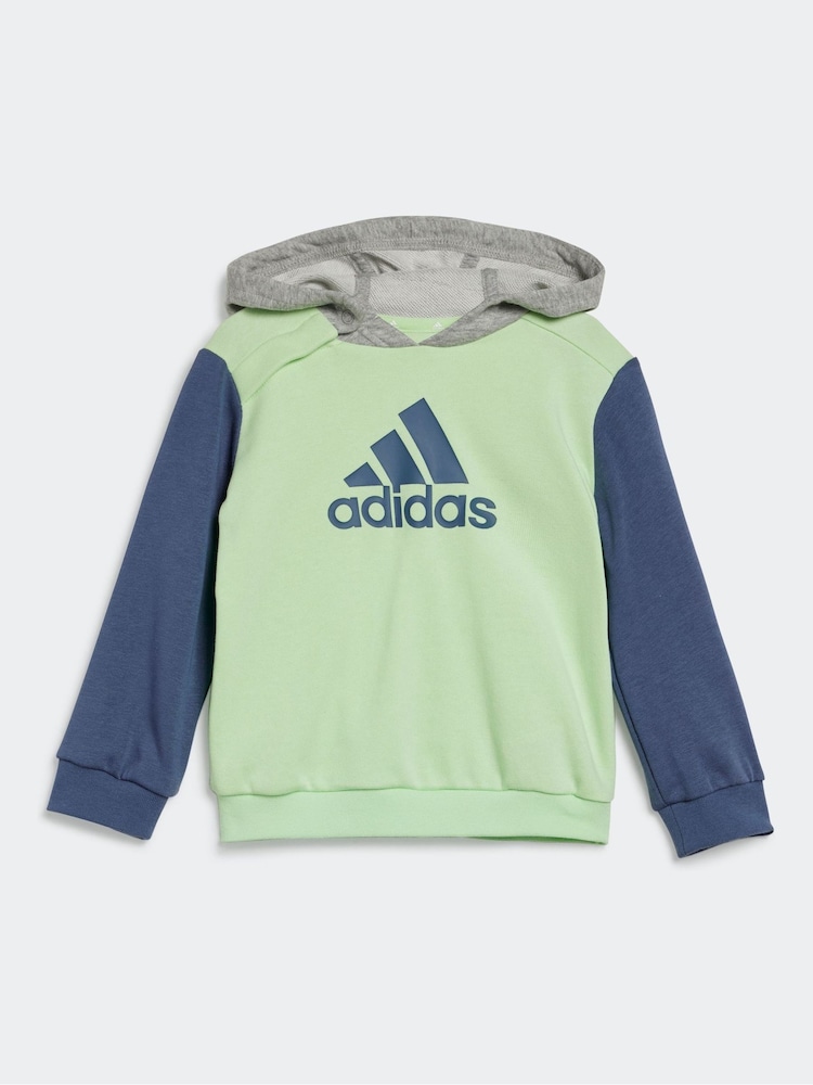 adidas Green/Grey Kids Essentials Colorblock Jogger Set - Image 2 of 6
