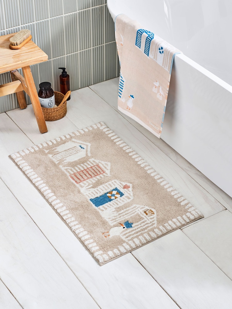 Natural Beach Huts Bath Mat - Image 1 of 4