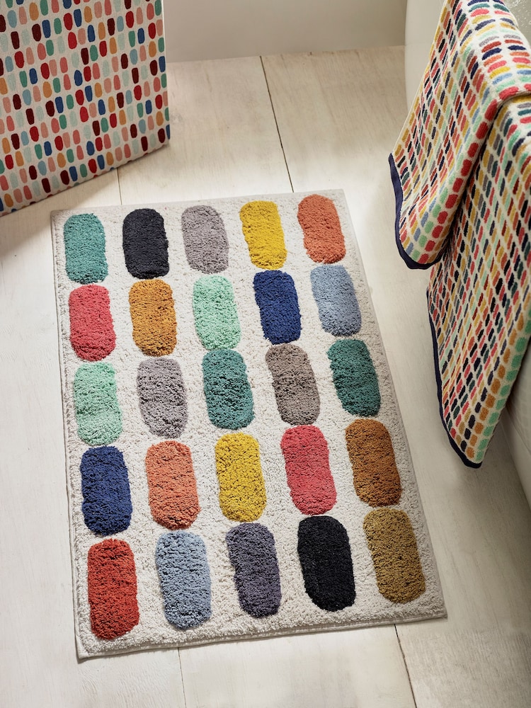 Multi Sketch 100% Cotton Bath Mat - Image 1 of 5