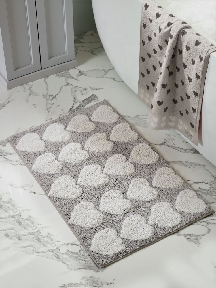 Grey Hearts Bath Mat - Image 1 of 4