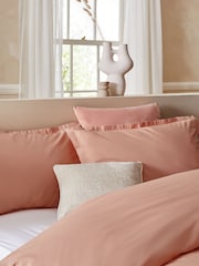 Peach Pink 100% Cotton Relaxed Duvet Cover and Pillowcase Set - Image 3 of 4