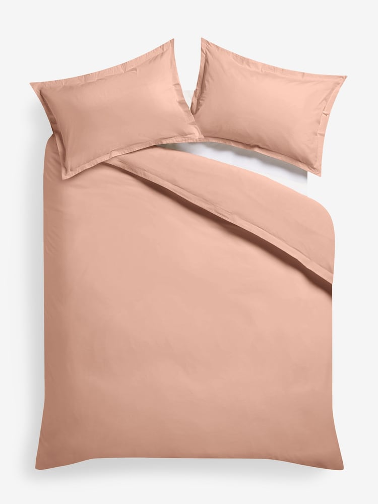 Peach Pink 100% Cotton Relaxed Duvet Cover and Pillowcase Set - Image 4 of 4