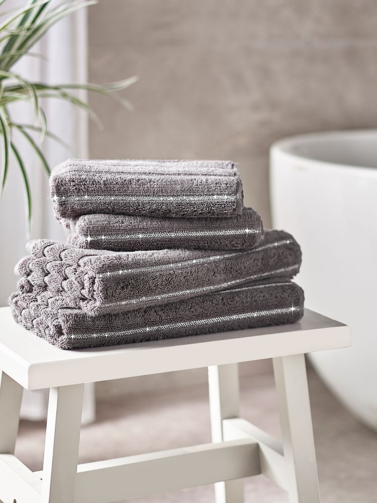 Charcoal Grey Sparkle Rib Towel - Image 1 of 4