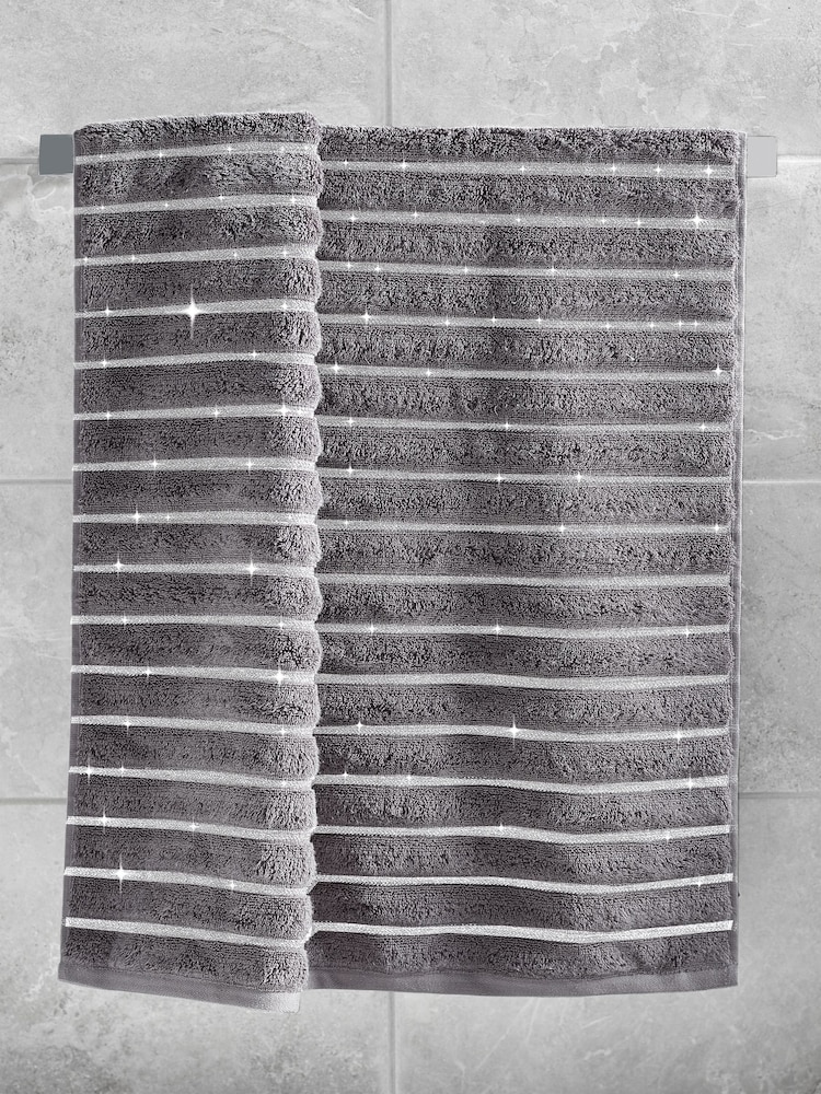 Charcoal Grey Sparkle Rib Towel - Image 2 of 4