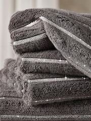 Charcoal Grey Sparkle Rib Towel - Image 3 of 4
