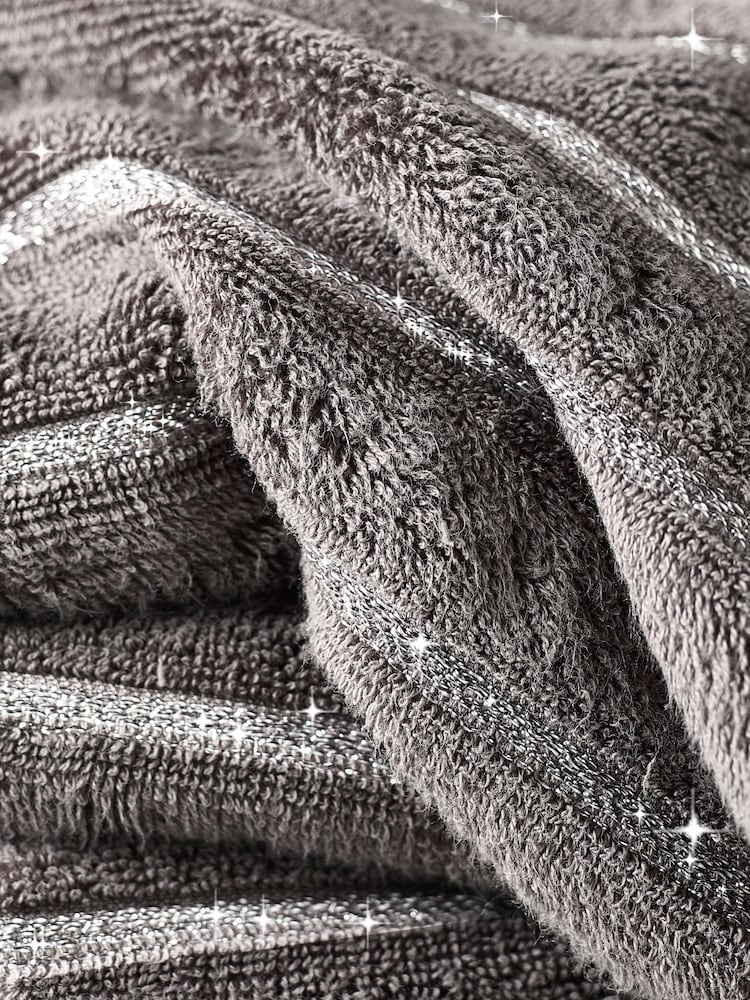 Charcoal Grey Sparkle Rib Towel - Image 4 of 4