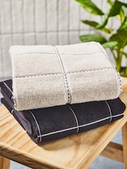 Monochrome Check Set of 2 Hand Polka Dot Towels - Image 1 of 7