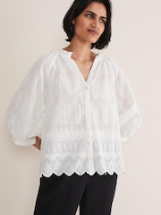 Phase Eight  Sierra Broderie White Blouse - Image 1 of 6