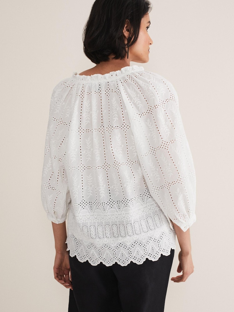 Phase Eight  Sierra Broderie White Blouse - Image 2 of 6