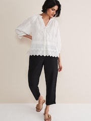 Phase Eight  Sierra Broderie White Blouse - Image 3 of 6