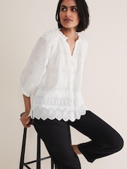 Phase Eight  Sierra Broderie White Blouse - Image 4 of 6