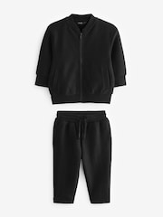 črna - Jersey Bomber jakna; suknjič In lahke hlače za prosti čas 2 Pieces Set (3mths-7yrs) - Slika 5 iz 7