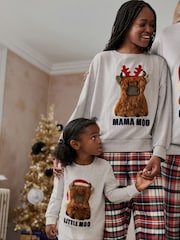 Grey/Red Hamish Matching Family Womens Cosy Cotton Pyjamas - Image 1 of 9