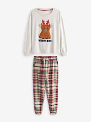 Grey/Red Hamish Matching Family Womens Cosy Cotton Pyjamas - Image 5 of 9