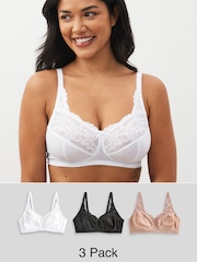 Black/White/Praline Nude Total Support Full Cup Lace Ultimate Comfort Bras B-H 3 Pack - Image 1 of 9