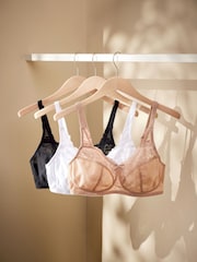Black/White/Praline Nude Total Support Full Cup Lace Ultimate Comfort Bras B-H 3 Pack - Image 4 of 9