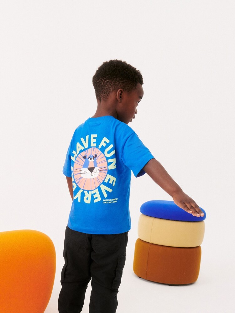Cobalt Blue Back Print Short Sleeve T-Shirt (3mths-7yrs) - Image 2 of 6 Cobalt Blue Back Print Short Sleeve T-Shirt (3mths-7yrs) - Image 2 of 6