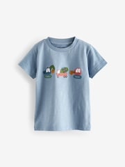 Blue/Green Appliqué Transport 100% Cotton Short Sleeve T-Shirt (3mths-7yrs) - Image 1 of 3